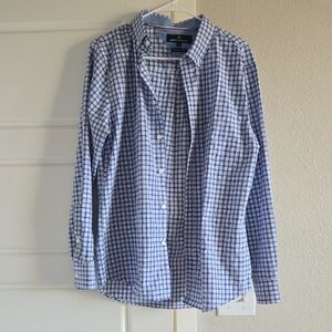 Blue and White Plaid Button Down Shirt